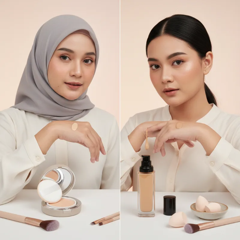 Cushion vs Foundation Cair: Perbandingan Ketahanan Setelah 8 Jam di Luar Ruangan