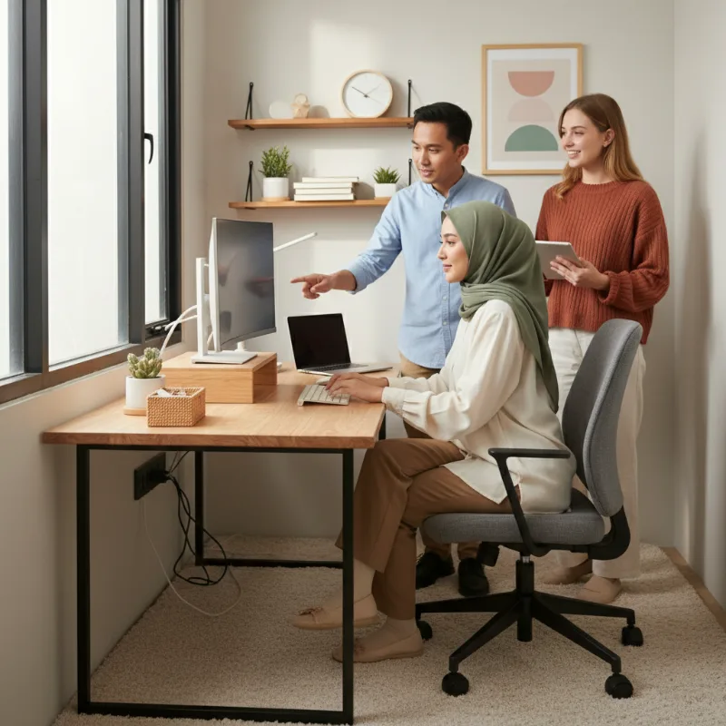 Meja Kerja Estetik untuk Ruang Kerja Sempit di Rumah