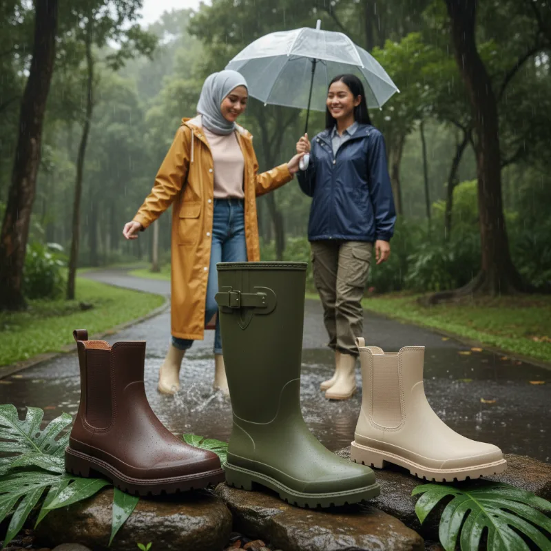 Pilih Boots Wanita untuk Musim Hujan: Bahan dan Tinggi yang Praktis