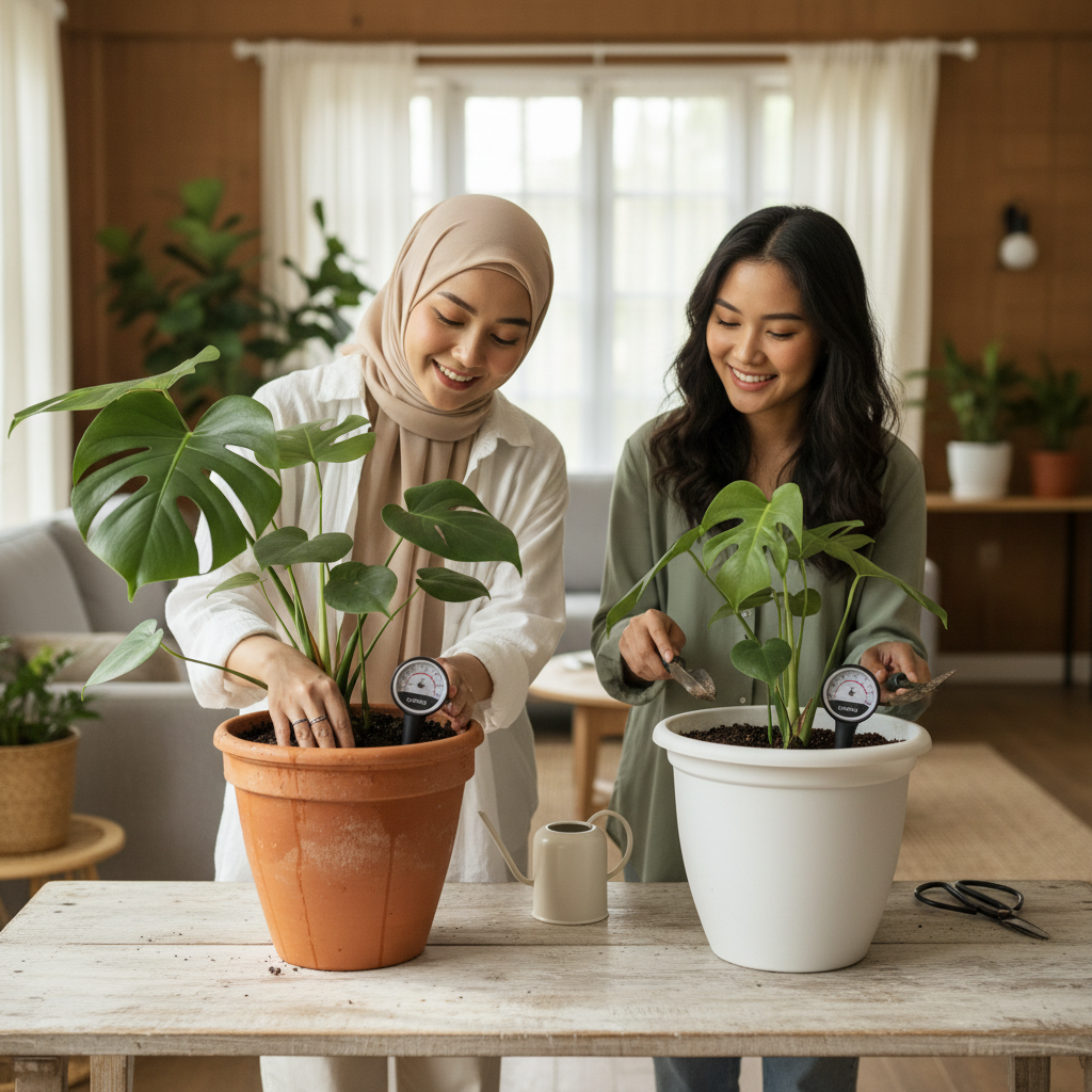 Pot Tanaman Indoor, Material Terracotta versus Plastik dari Sisi Kelembaban Tanah