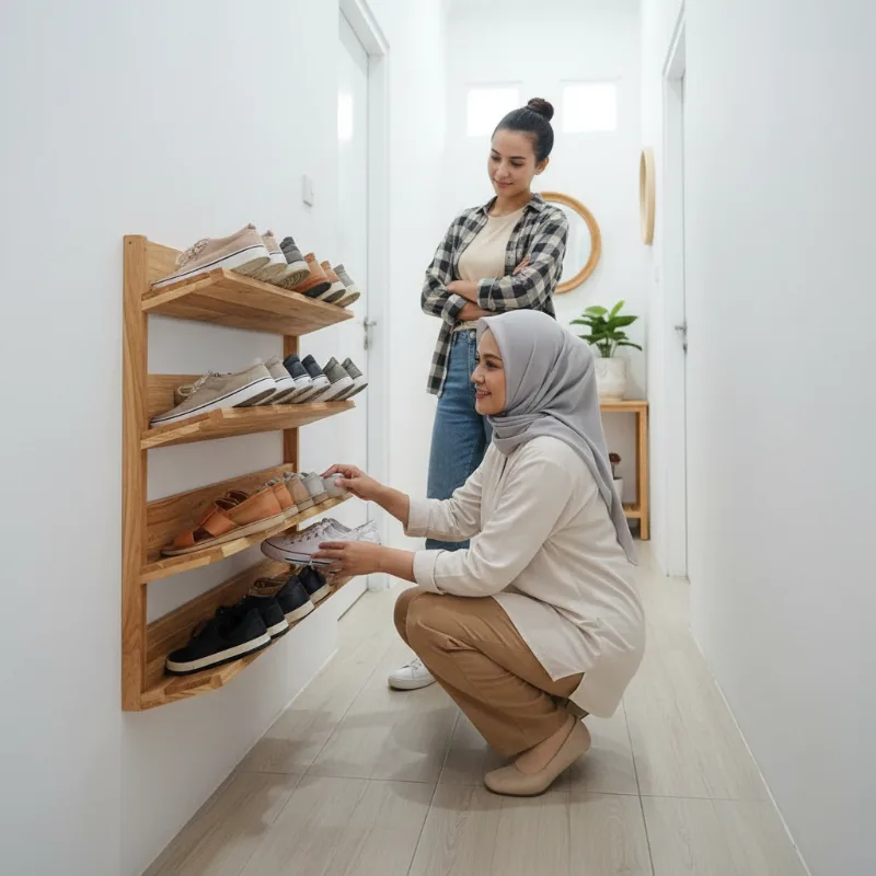 Rak Sepatu Terbaik untuk Lorong Sempit di Rumah Tipe 36