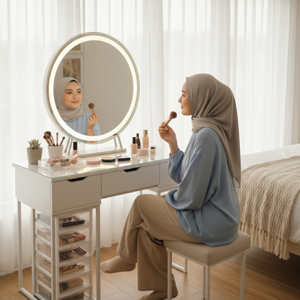 Rekomendasi Meja Rias Terbaik dengan Cermin dan Lampu untuk Kamar