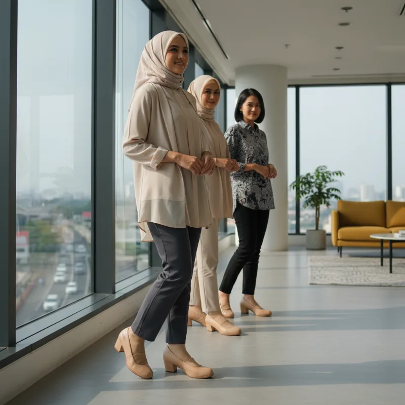 Sepatu Kerja Wanita Hak Rendah yang Nyaman untuk Berdiri Lama