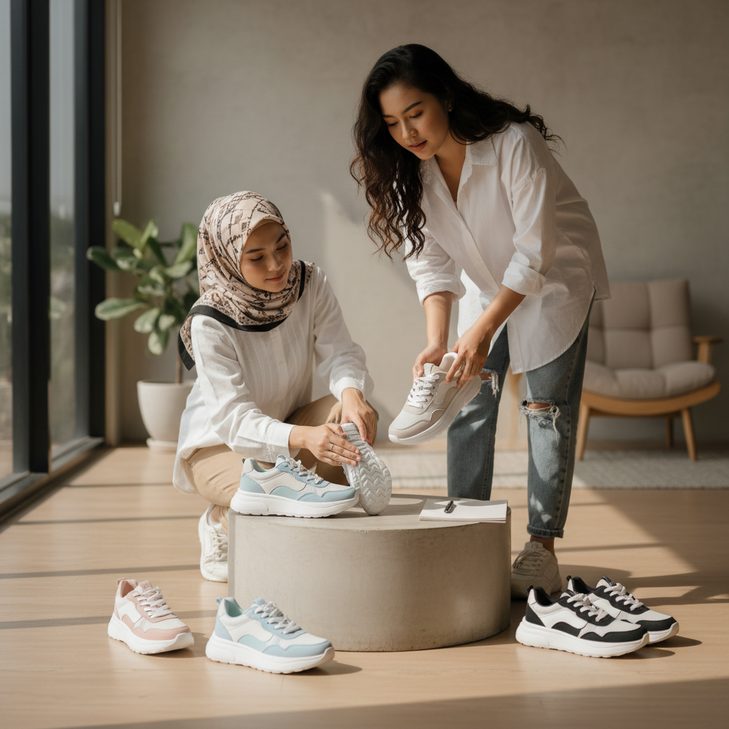 Sepatu Sneakers Wanita, Perbedaan Sole Karet dan Sole EVA dari Sisi Kenyamanan
