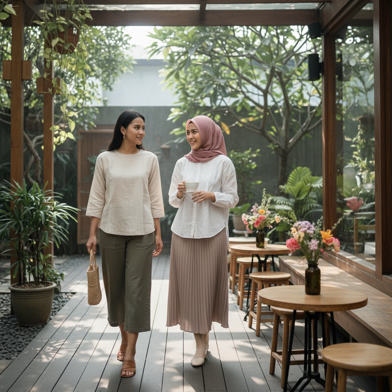 Gaya Feminim Simple untuk Aktivitas