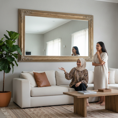 Cermin Besar di Ruang Tamu, Pengaruhnya pada Kesan Luas Ruangan