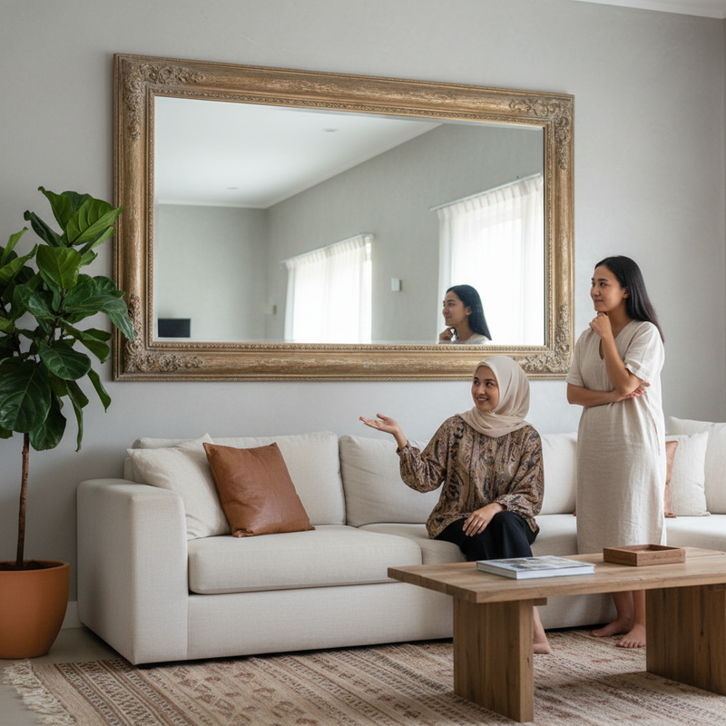 Cermin Besar di Ruang Tamu, Pengaruhnya pada Kesan Luas Ruangan