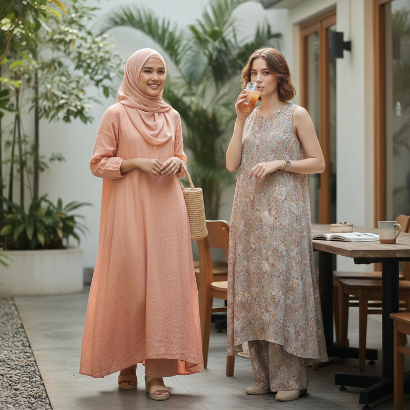 Gamis untuk Tampilan Sehari-hari, Bahan Apa yang Nyaman dan Tidak Panas