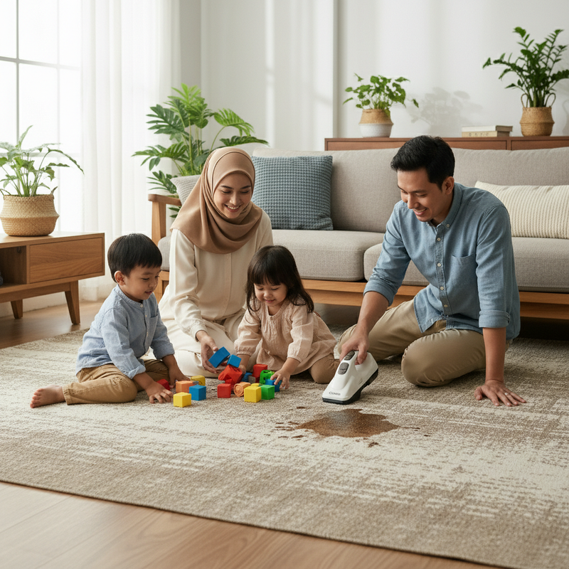 Karpet untuk Ruang Tamu dengan Anak Kecil, Bahan Apa yang Paling Mudah Dibersihkan