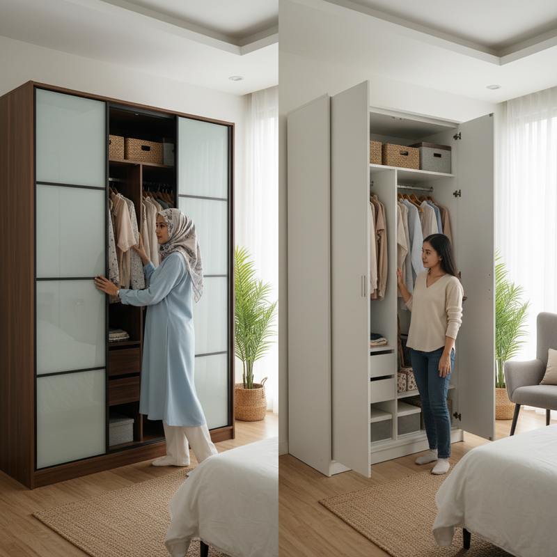 Lemari Pakaian Sliding versus Swing Door, Mana yang Lebih Hemat Ruang