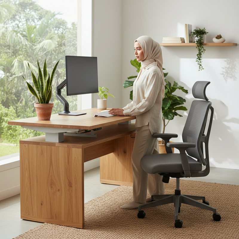 Meja Kerja untuk Work from Home, Ketinggian dan Material yang Ergonomis