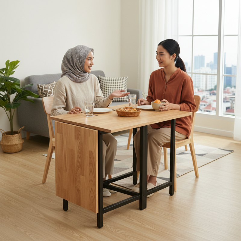 Meja Makan Lipat, Material dan Kapasitas yang Cocok untuk Apartemen Kecil