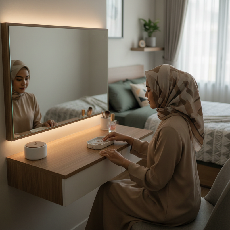 Meja Rias untuk Kamar Tidur Kecil, Ukuran dan Cermin yang Perlu Ada