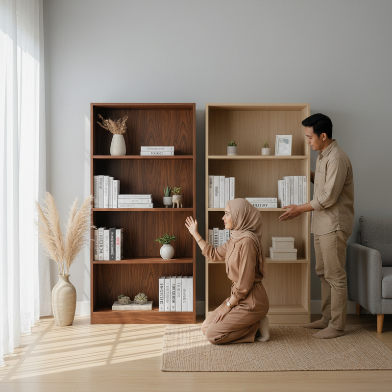 Rak Buku Kayu Solid atau Rak Partikel Board, Mana yang Lebih Tahan Lama