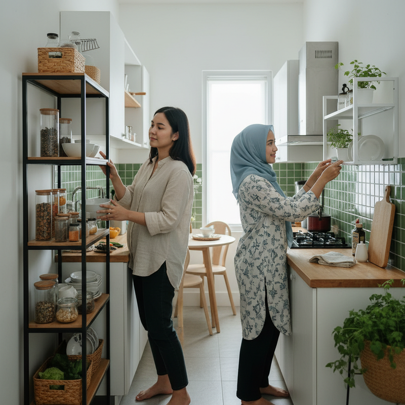 Rak Dapur Gantung atau Rak Berdiri, Mana yang Lebih Praktis di Dapur Kecil