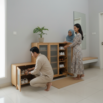 Rak Sepatu Tertutup untuk Area Sempit