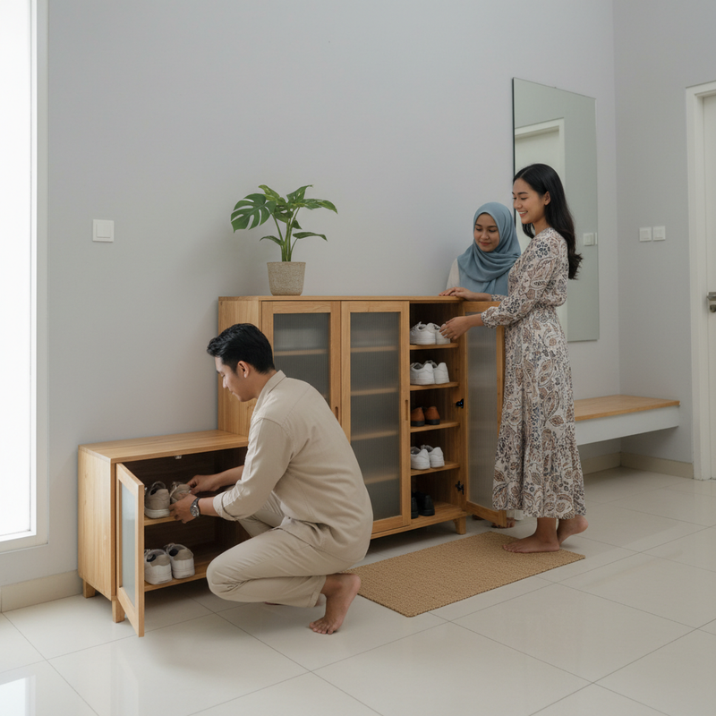 Rak Sepatu Tertutup untuk Area Sempit