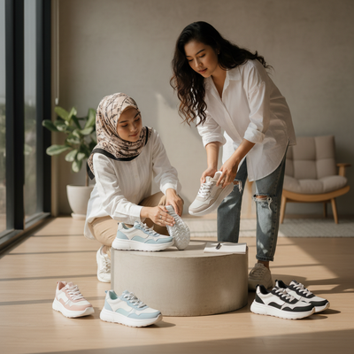 Sepatu Sneakers Wanita, Perbedaan Sole Karet dan Sole EVA dari Sisi Kenyamanan