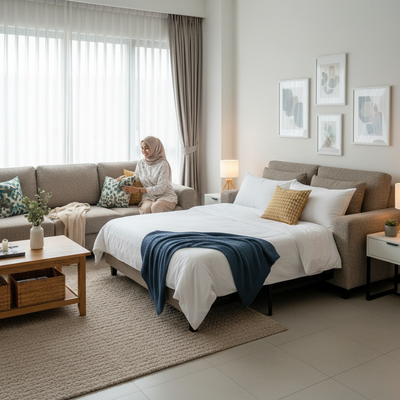 Sofa Bed untuk Ruang Tamu yang Juga Berfungsi sebagai Kamar Tamu