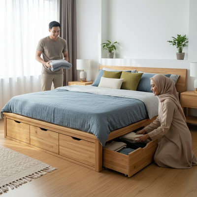 Tempat Tidur dengan Laci Penyimpanan
